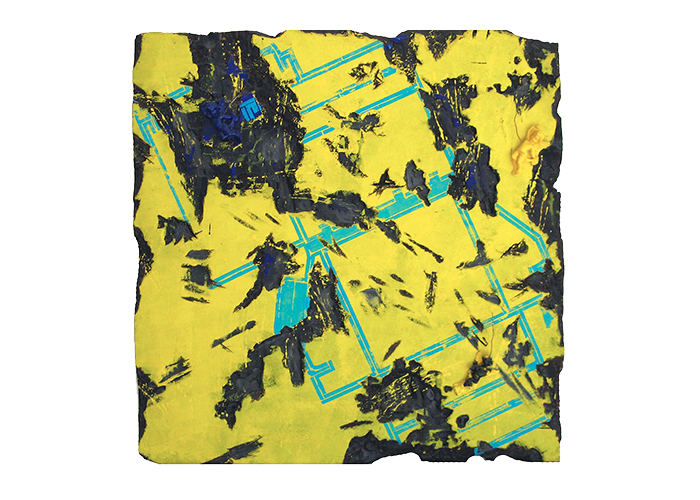 on land •120 x 120 cm • Acryl, Wachs, Gussmasse auf Holz